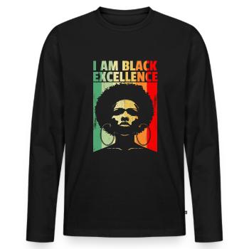 Ich bin Black Excellence Juneteenth Afro Girl Blac - Männer Premium Bio Langarmshirt - Schwarz - Vorne - Nico (187cm)