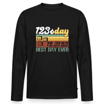 123s Tag bester Tag aller Zeiten Frohes Neujahr am - Männer Premium Bio Langarmshirt - Schwarz - Vorne - Nico (187cm)