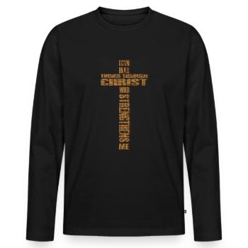 Ich kann alle Dinge durch Christus Cross Women's t - Männer Premium Bio Langarmshirt - Schwarz - Vorne - Nico (187cm)