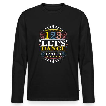 123 Lass uns am 31.12.23 tanzen - Männer Premium Bio Langarmshirt - Schwarz - Vorne - Nico (187cm)