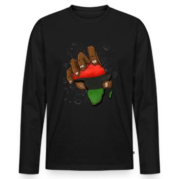 Pan Africa Fist Black Heritage Schwarze Geschichte - Männer Premium Bio Langarmshirt - Schwarz - Vorne - Nico (187cm)