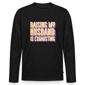 Mein Mann zu erheben ist anstrengendmein Mann Hemd - Männer Premium Bio Langarmshirt - Schwarz - Vorne - Nico (187cm)
