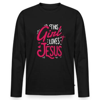 Dieses M�dchen liebt Jesus christliche Frauen lieb - Männer Premium Bio Langarmshirt - Schwarz - Vorne - Nico (187cm)
