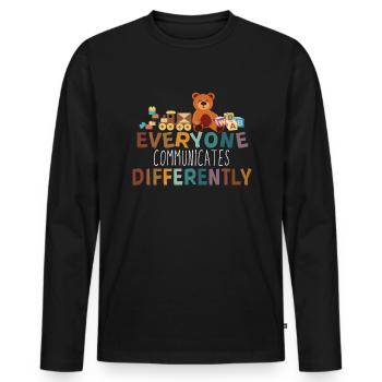 Jeder kommuniziert ein unterschiedliches Autismusb - Männer Premium Bio Langarmshirt - Schwarz - Vorne - Nico (187cm)