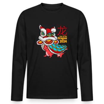 Chinesisches Neujahr des Drachen 2024 Jahre Drache - Männer Premium Bio Langarmshirt - Schwarz - Vorne - Nico (187cm)