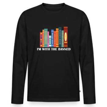 Ich bin mit dem verbotenen B�cherbuchwurm gelesen - Männer Premium Bio Langarmshirt - Schwarz - Vorne - Nico (187cm)