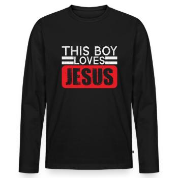 Dieser Junge liebt Jesus christliche Jungen Ich li - Männer Premium Bio Langarmshirt - Schwarz - Vorne - Nico (187cm)