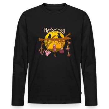 Herbologie Hexenpflanze Kr�uterrank HerbologieKr�u - Männer Premium Bio Langarmshirt - Schwarz - Vorne - Nico (187cm)