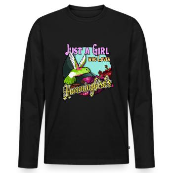 Nur ein M�dchen, das gerne Kolibris M�dchen liebt - Männer Premium Bio Langarmshirt - Schwarz - Vorne - Nico (187cm)