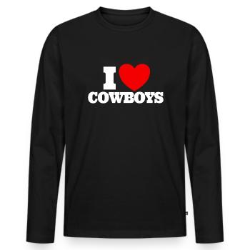 Ich liebe Cowboys Red Heart Cowboy -Liebhaber Cowb - Männer Premium Bio Langarmshirt - Schwarz - Vorne - Nico (187cm)
