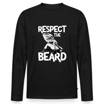 Respektieren Sie den Bart Pet Echse Pet Bart Bart - Männer Premium Bio Langarmshirt - Schwarz - Vorne - Nico (187cm)