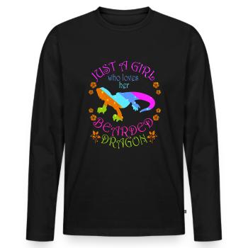Nur ein M�dchen, das ihren b�rtigen Drachen liebt - Männer Premium Bio Langarmshirt - Schwarz - Vorne - Nico (187cm)