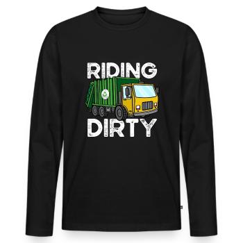Reiten schmutziger M�llwagen M�llwagen M�lltagschm - Männer Premium Bio Langarmshirt - Schwarz - Vorne - Nico (187cm)