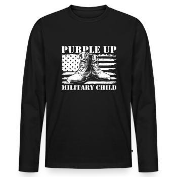Lila milit�rische Kinder Milit�rkinder lila lila a - Männer Premium Bio Langarmshirt - Schwarz - Vorne - Nico (187cm)