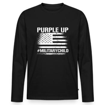 Lila up #militarychild Milit�r Kinder lila aufHemd - Männer Premium Bio Langarmshirt - Schwarz - Vorne - Nico (187cm)