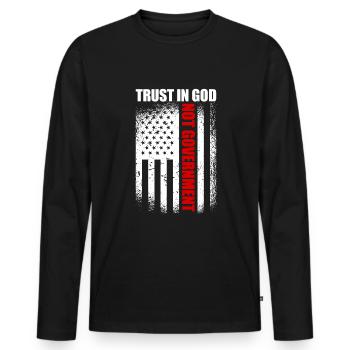 Vertrauen in Gott, nicht in die amerikanische Flag - Männer Premium Bio Langarmshirt - Schwarz - Vorne - Nico (187cm)