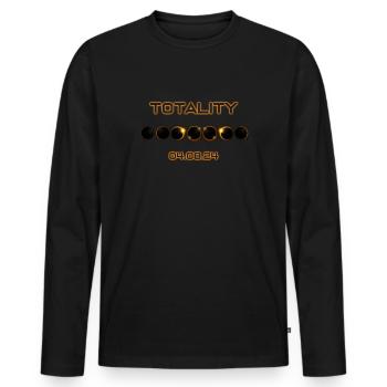 Totalit�t 04.08.24 Gesamt Sonnenfinsternis 8. Apri - Männer Premium Bio Langarmshirt - Schwarz - Vorne - Nico (187cm)