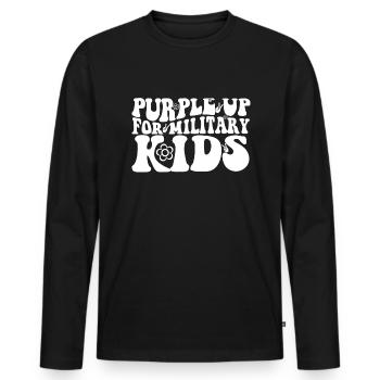 Lila up f�r Military Kids Month Purple uplila f�r - Männer Premium Bio Langarmshirt - Schwarz - Vorne - Nico (187cm)