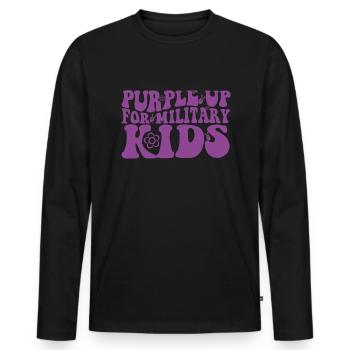 Lila up f�r Military Kids Month Purple uplila f�r - Männer Premium Bio Langarmshirt - Schwarz - Vorne - Nico (187cm)