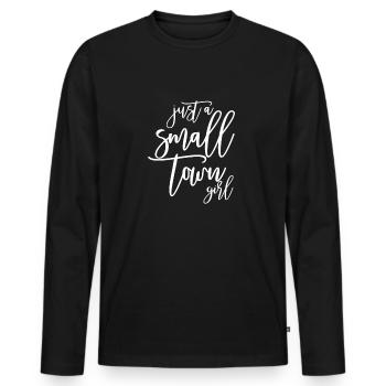 Nur ein kleines Stadtm�dchen minimalistische Fraue - Männer Premium Bio Langarmshirt - Schwarz - Vorne - Nico (187cm)