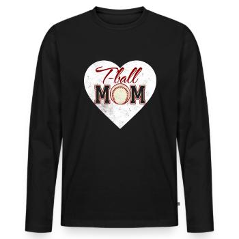 T-Ball Mom Heart Tee Ball Baseball Womens Tee-Ball - Männer Premium Bio Langarmshirt - Schwarz - Vorne - Nico (187cm)