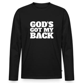 Gott hat meinen R�cken christlicher Glauben Gl�ubi - Männer Premium Bio Langarmshirt - Schwarz - Vorne - Nico (187cm)