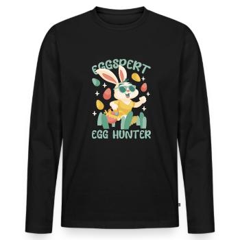 EggSert Egg Hunter Ostern lustige Osterkinder - Männer Premium Bio Langarmshirt - Schwarz - Vorne - Nico (187cm)