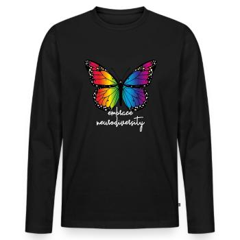 Umarmen Sie Neurodiversity Butterfly Autism Awaren - Männer Premium Bio Langarmshirt - Schwarz - Vorne - Nico (187cm)