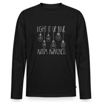 Z�nden Sie es Blue Autism Awareness auf, hell es b - Männer Premium Bio Langarmshirt - Schwarz - Vorne - Nico (187cm)