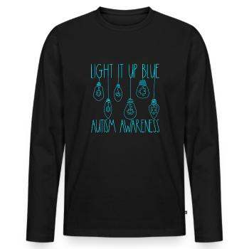 Z�nden Sie es Blue Autism Awareness auf, hell es b - Männer Premium Bio Langarmshirt - Schwarz - Vorne - Nico (187cm)