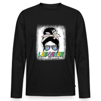Labor Queen Messy Bun Women's Science Lab Week - Männer Premium Bio Langarmshirt - Schwarz - Vorne - Nico (187cm)
