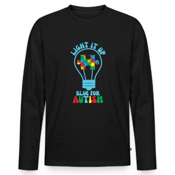 Hell es blau f�r Autismus Licht Autismusbewusstsei - Männer Premium Bio Langarmshirt - Schwarz - Vorne - Nico (187cm)