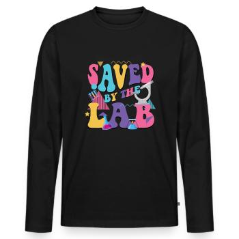 Gespeichert durch die Labor -Retro Lab Tech Lab We - Männer Premium Bio Langarmshirt - Schwarz - Vorne - Nico (187cm)