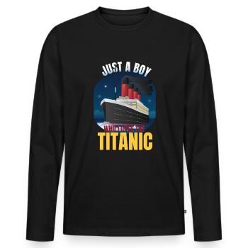 Nur ein Junge, der Titanic Funny Boys Titanic lieb - Männer Premium Bio Langarmshirt - Schwarz - Vorne - Nico (187cm)