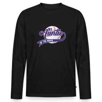 Tante des Rookie 1. Geburtstags Baseballfamilie - Männer Premium Bio Langarmshirt - Schwarz - Vorne - Nico (187cm)