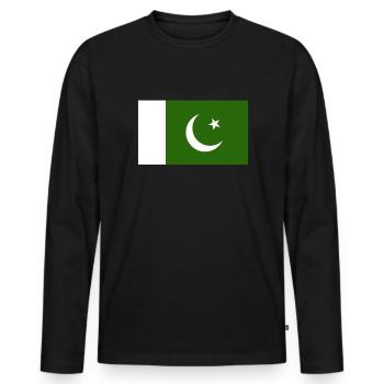 Pakistanische Flagge stolze Pakistaner Pakistan Pa - Männer Premium Bio Langarmshirt - Schwarz - Vorne - Nico (187cm)