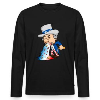 Onkel Samm Funny Drinking 4. Juli kotzend - Männer Premium Bio Langarmshirt - Schwarz - Vorne - Nico (187cm)