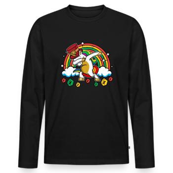 Juneteenthcorn Unicorn Black History Juneteenth - Männer Premium Bio Langarmshirt - Schwarz - Vorne - Nico (187cm)