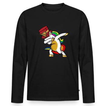Juneteenthcorn Unicorn Black History JuneteenthSwe - Männer Premium Bio Langarmshirt - Schwarz - Vorne - Nico (187cm)