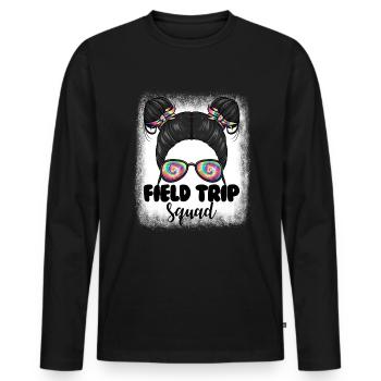 Messy Bun Girl Exkursion Trip Squad Girl's Exkursi - Männer Premium Bio Langarmshirt - Schwarz - Vorne - Nico (187cm)