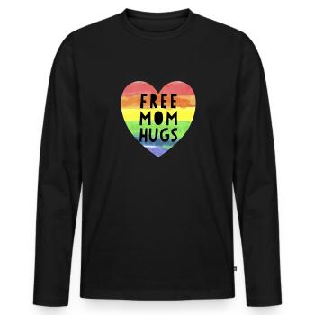 Kostenlose Mutter Umarmungen LGBTQ plus Regenbogen - Männer Premium Bio Langarmshirt - Schwarz - Vorne - Nico (187cm)
