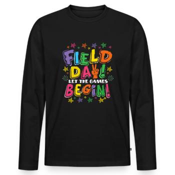 Field Day lassen die Spiele die �ler Kinderlehr - Männer Premium Bio Langarmshirt - Schwarz - Vorne - Nico (187cm)