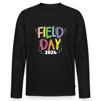 Field Day 2024 �ler Kinder Lehrer Field Tag 202 - Männer Premium Bio Langarmshirt - Schwarz - Vorne - Nico (187cm)