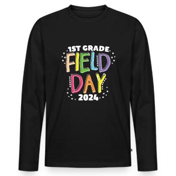 1. Klasse Field Day 2024 Schullehrer f�r Kinder - Männer Premium Bio Langarmshirt - Schwarz - Vorne - Nico (187cm)