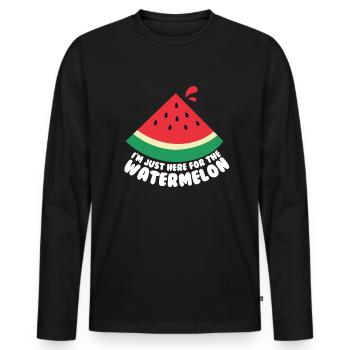 Ich bin nur hier f�r die Wassermelone Love Waterme - Männer Premium Bio Langarmshirt - Schwarz - Vorne - Nico (187cm)