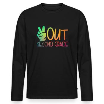Frieden aus der zweiten Klasse Graduation Frieden - Männer Premium Bio Langarmshirt - Schwarz - Vorne - Nico (187cm)