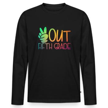 Frieden aus der f�nften Klasse Graduation FriedenH - Männer Premium Bio Langarmshirt - Schwarz - Vorne - Nico (187cm)