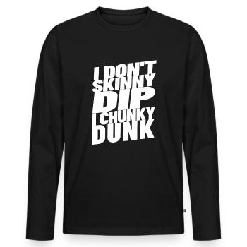 Ich bin kein d�nner Dip. - Männer Premium Bio Langarmshirt - Schwarz - Vorne - Nico (187cm)