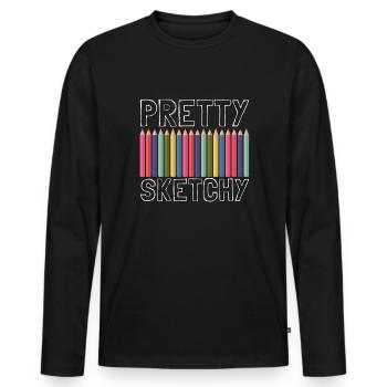 Ziemlich skizzenhafte Liebe, Kunstlehrer skizzenha - Männer Premium Bio Langarmshirt - Schwarz - Vorne - Nico (187cm)