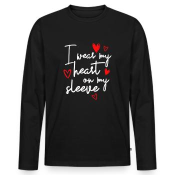 Ich trage mein Herz auf meinem �rmel - Männer Premium Bio Langarmshirt - Schwarz - Vorne - Nico (187cm)
